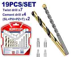 19 Pcs drill bits & screwdriver bits set