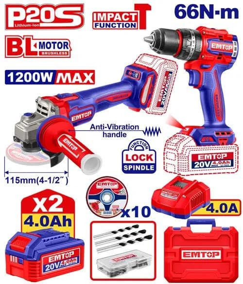 2 Pcs Cordless combo kit