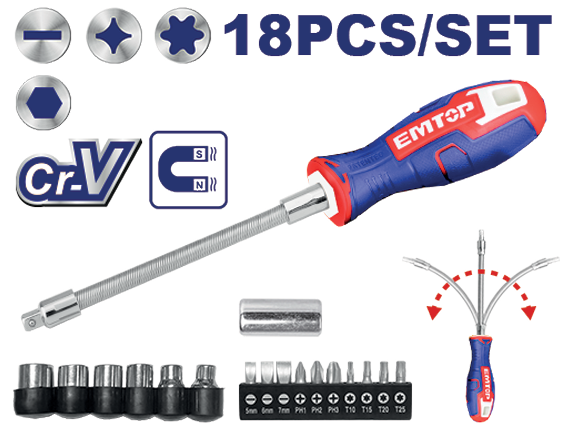 18 Pcs exible shaft screwdriver set